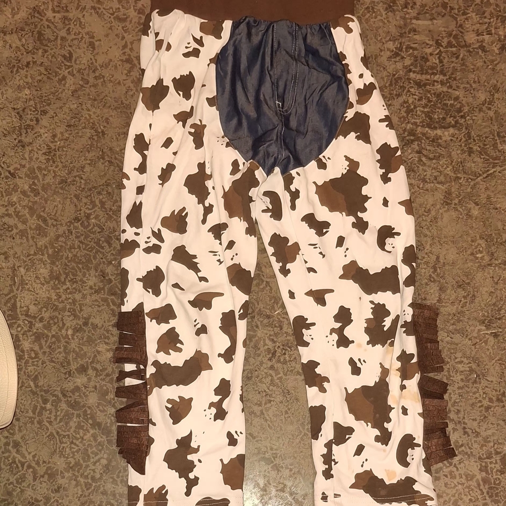 Kids Cowboy Costume Set - Brown Vest & White Cow Print Pants - Picture 5 of 9